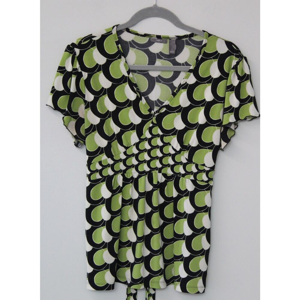 Apt. 9 Womens Babydoll Cap Sleeve Printed Flowy Blouse L